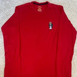 Polo Ralph Lauren Men’s Embroidered Polo Bear Red Long Sleeve T-Shirt Small